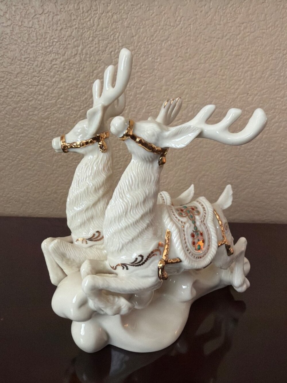 Lenox Dash Away All Reindeer Dasher & Dancer 24K Gold Porcelain MINT - No Box - Picture 2 of 14